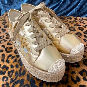 H & D Gold Lame Espadrille Sneakers Size 6/7